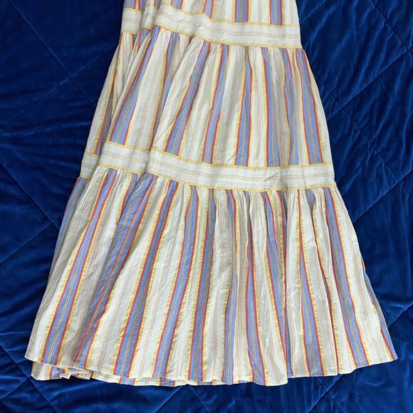 Edgewater Drive White + Multi-Colored Pastel Striped Spring / Summer Maxi Dress - Picture 4 of 5